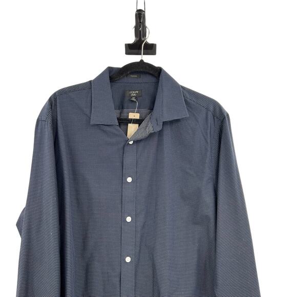 J. Crew Ludlow Stretch Two-Ply Easy-Care Cotton Dress Shirt‎ Dot Blue 16.5 34 - Picture 3 of 7